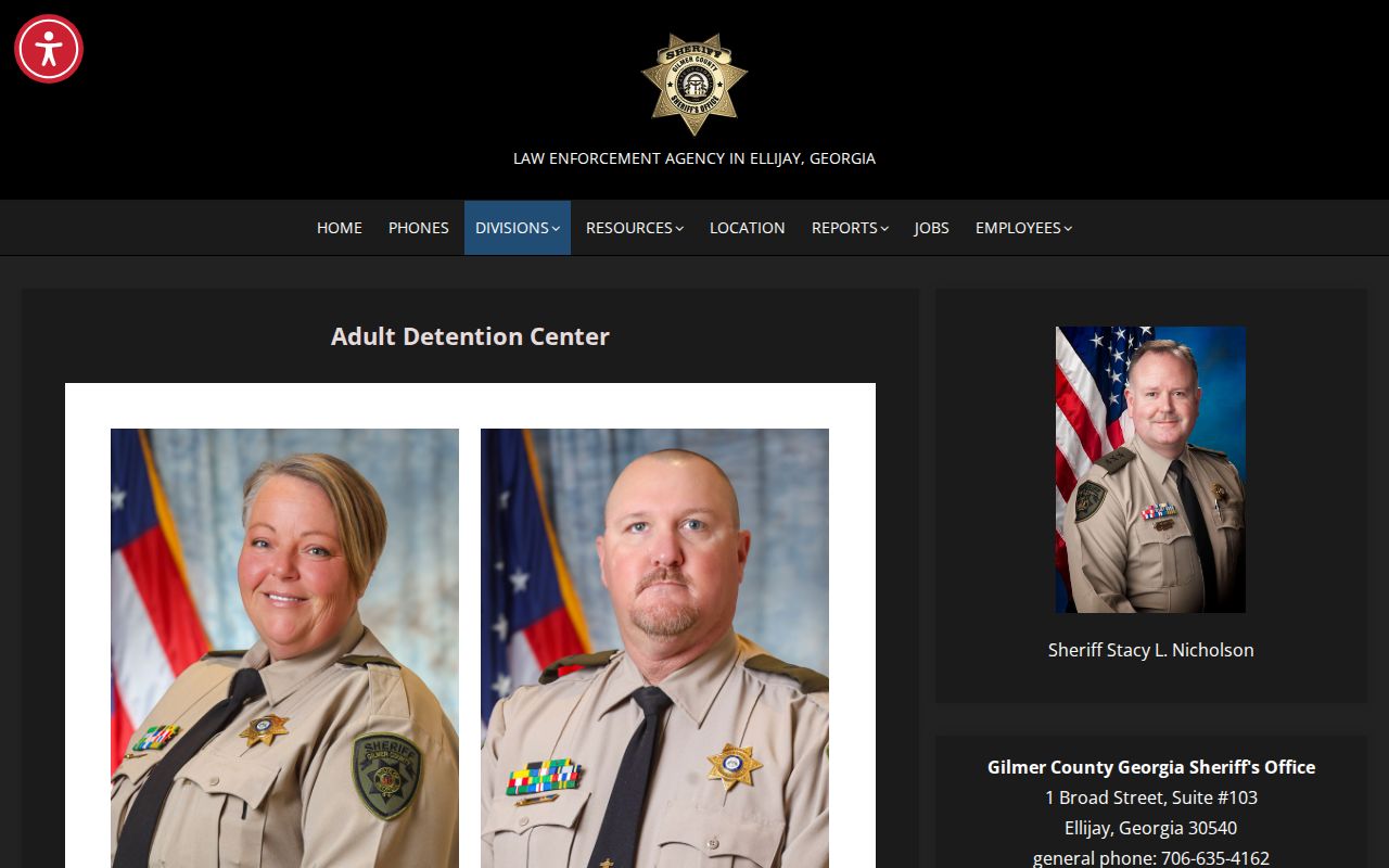 Gilmer County Adult Detention Center release and facility information page